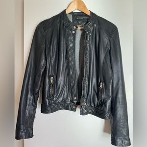 Massimo Dutti Black Leather Jacket